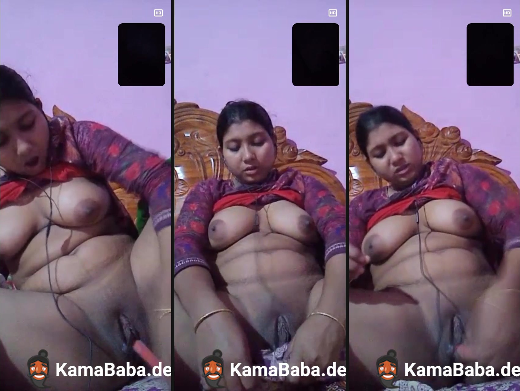 Big boob girl masturbates on an HD nude video call