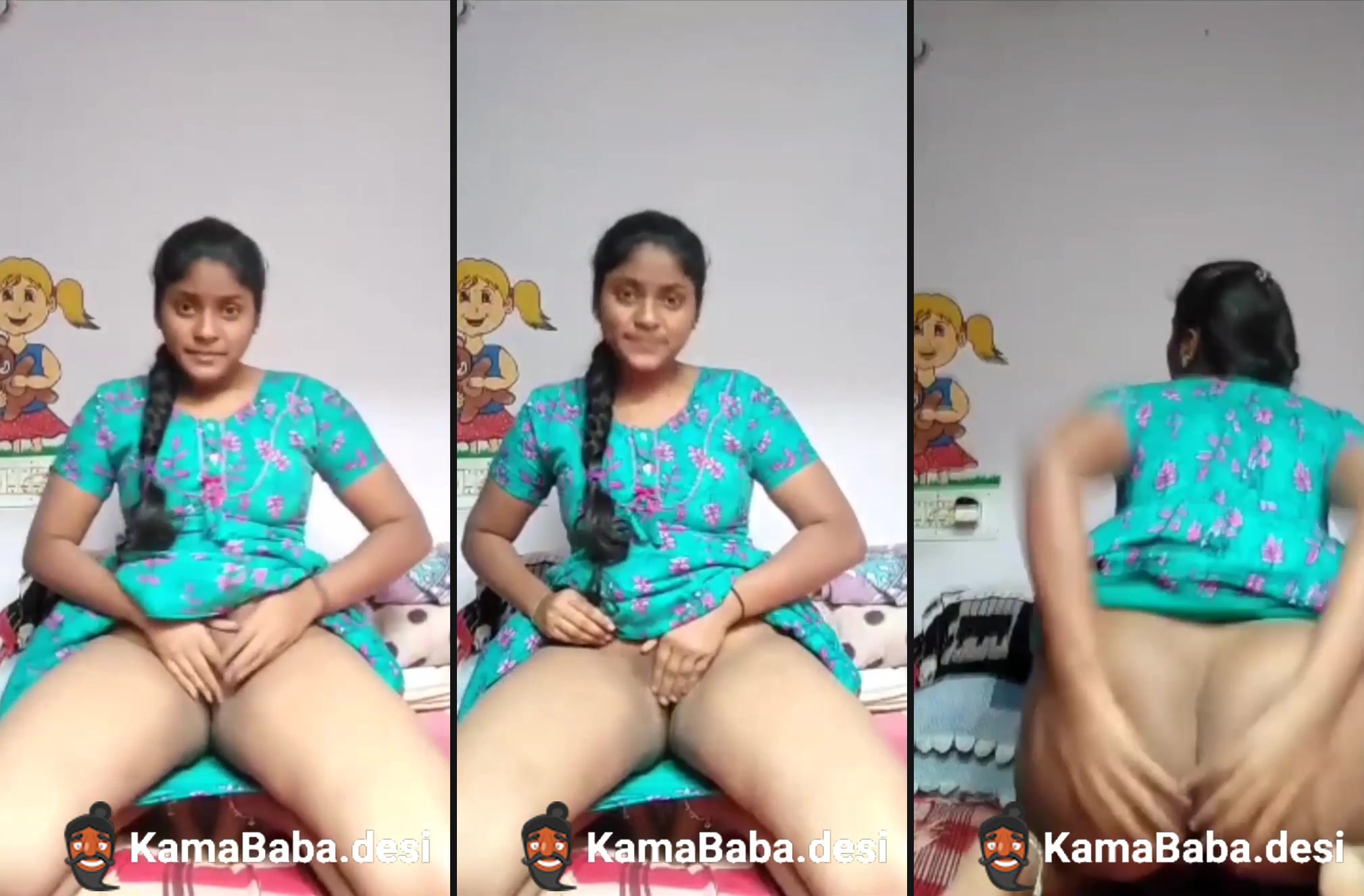 Desi Tamil girl strips and exposes her hairy pussy and ass