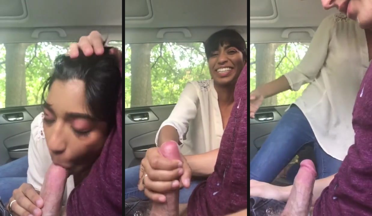 Girl enjoys outdoor sex by sucking a dick in a car
