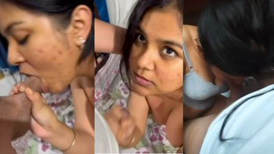 Indian pervert gets a deep desi blowjob from two girls