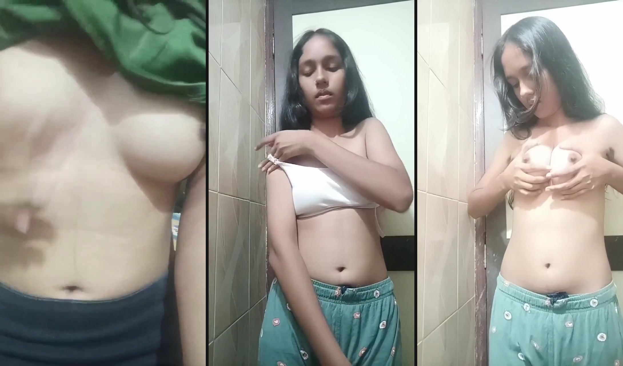 Marathi girl strips naked and squeezes her tight boobs