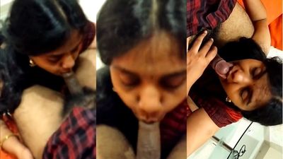 South Indian lady's Indian blowjob makes the guy cum