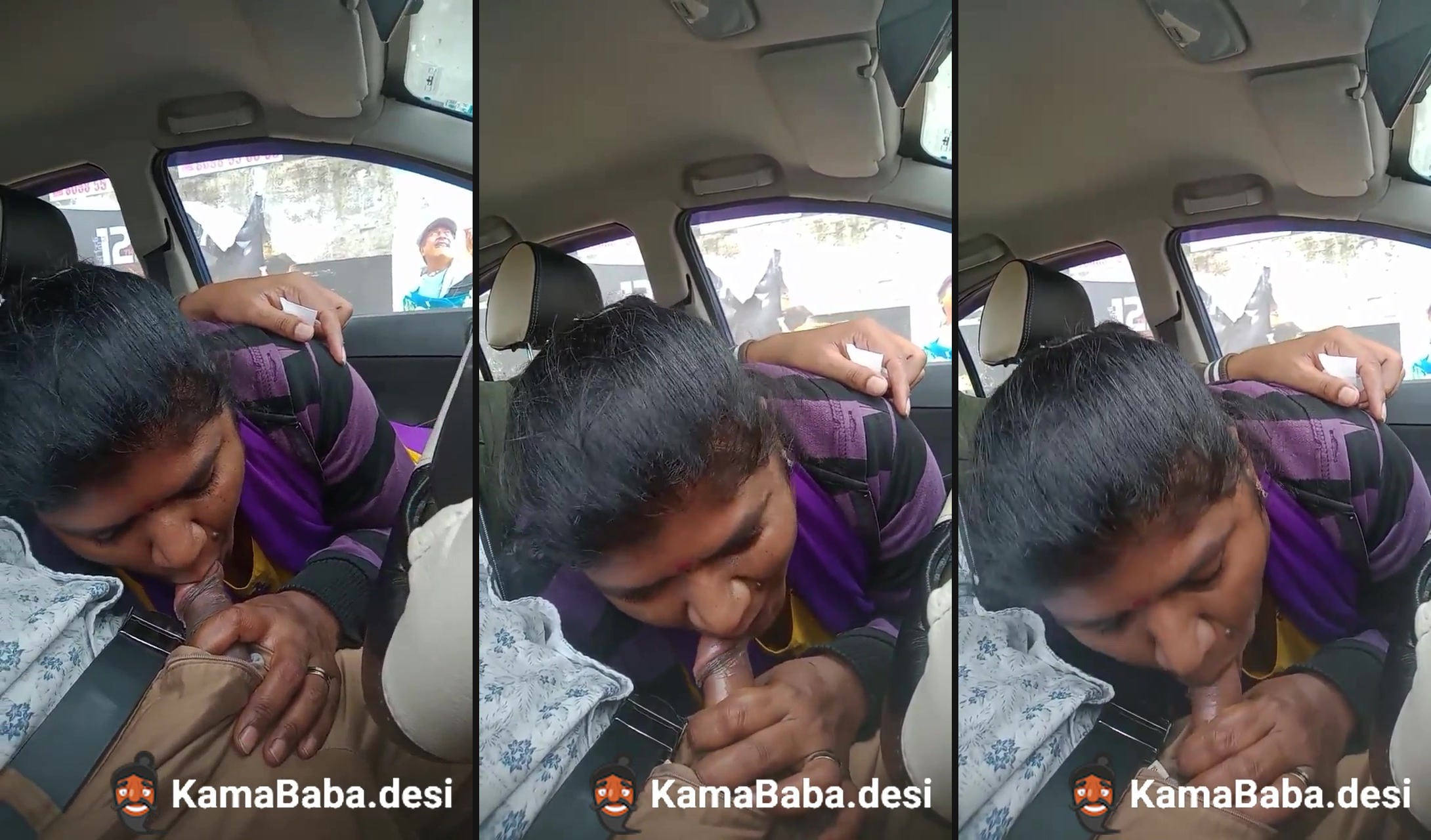 Telugu woman gives a desi blowjob to her man in a car