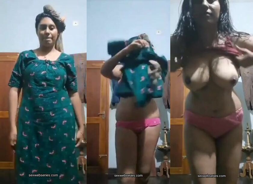 Hot newly married Marathi housewife nude boobs show
