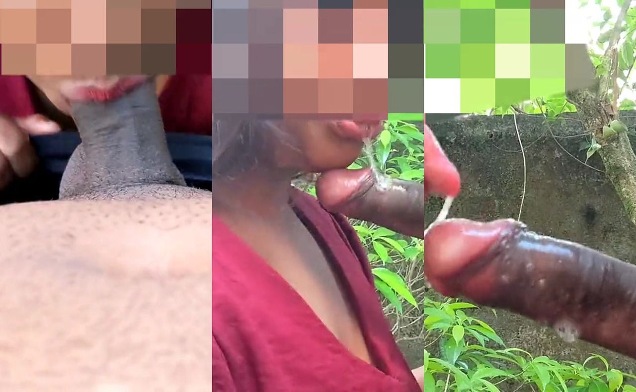 Sri Lankan college girl outdoor blowjob and cum swallow