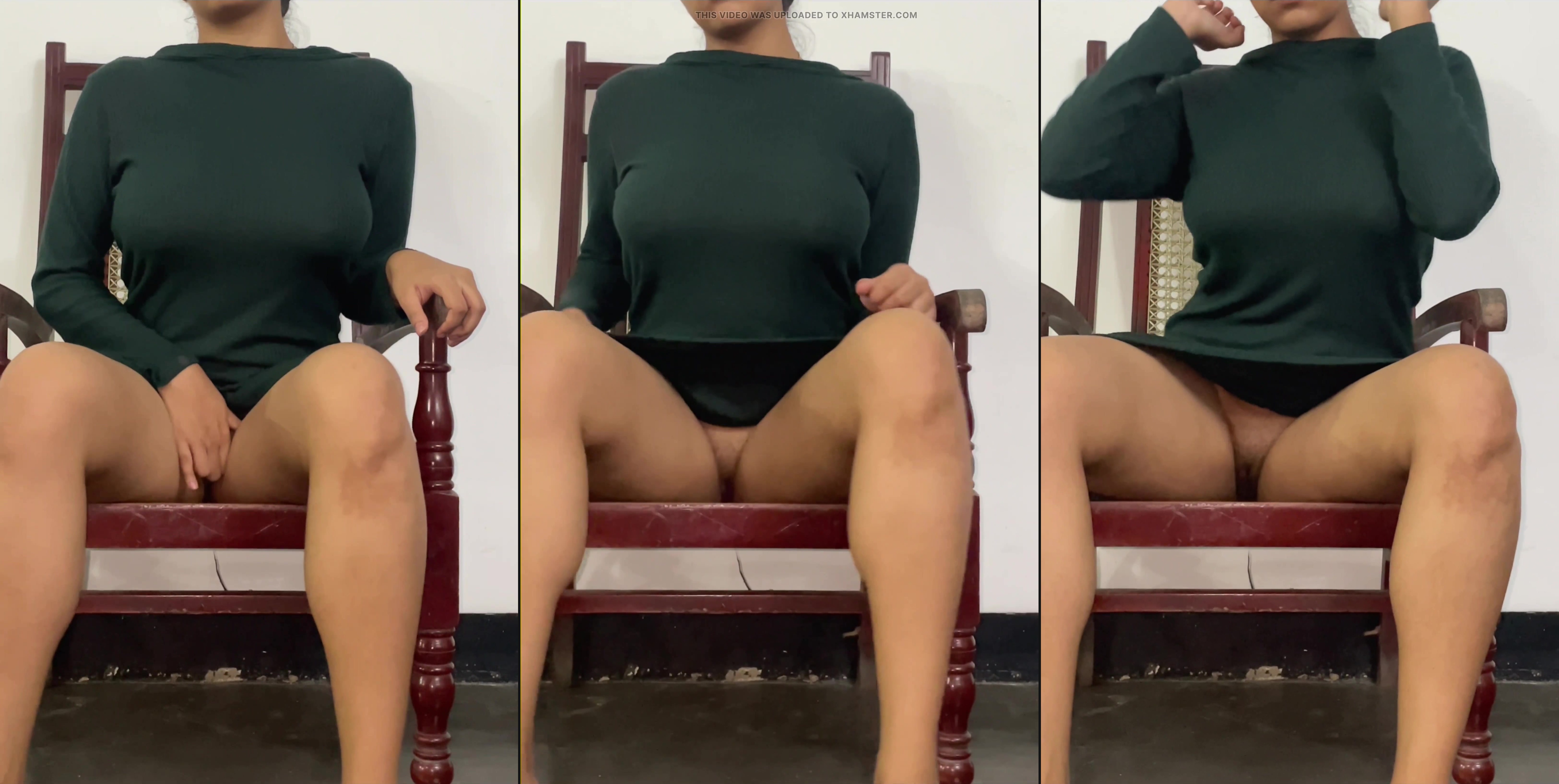 Black dress girl sitting in public with no panties showing pussy